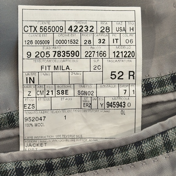 ERMENEGILDO ZEGNA Size 52 Regular
Green and Black Checkered Wool Sport Coat - Picture 9 of 12